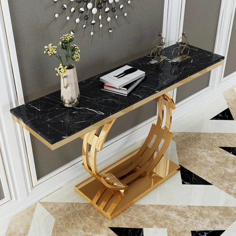 Rolex Golden Console Table - Stainless Steel - Luxe Maple