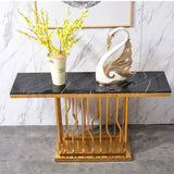 Uniline Golden Console Table - Stainless Steel - Luxe Maple