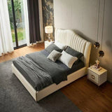 Crave Luxury Upholstered Bed in Leatherette - Luxe Maple
