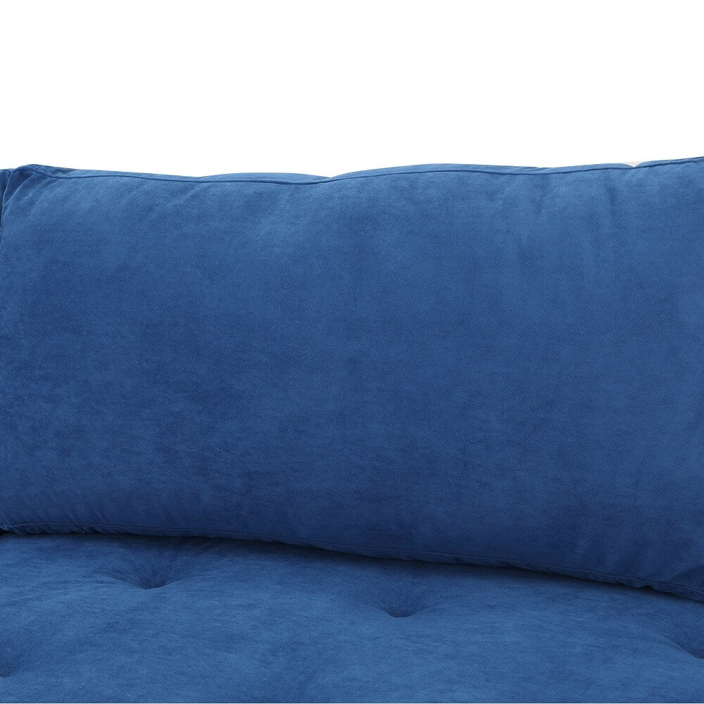 Volly High Back Couch Mid-century Suede SS Legs Chaise Sofa - Luxe Maple
