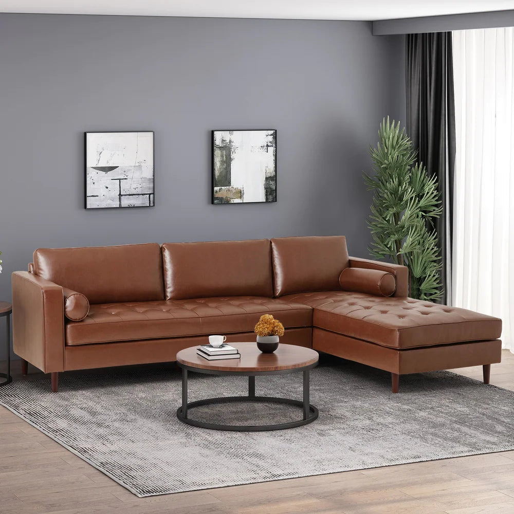 Depy Sectional Sofa Set in PU Leatherette - Luxe Maple