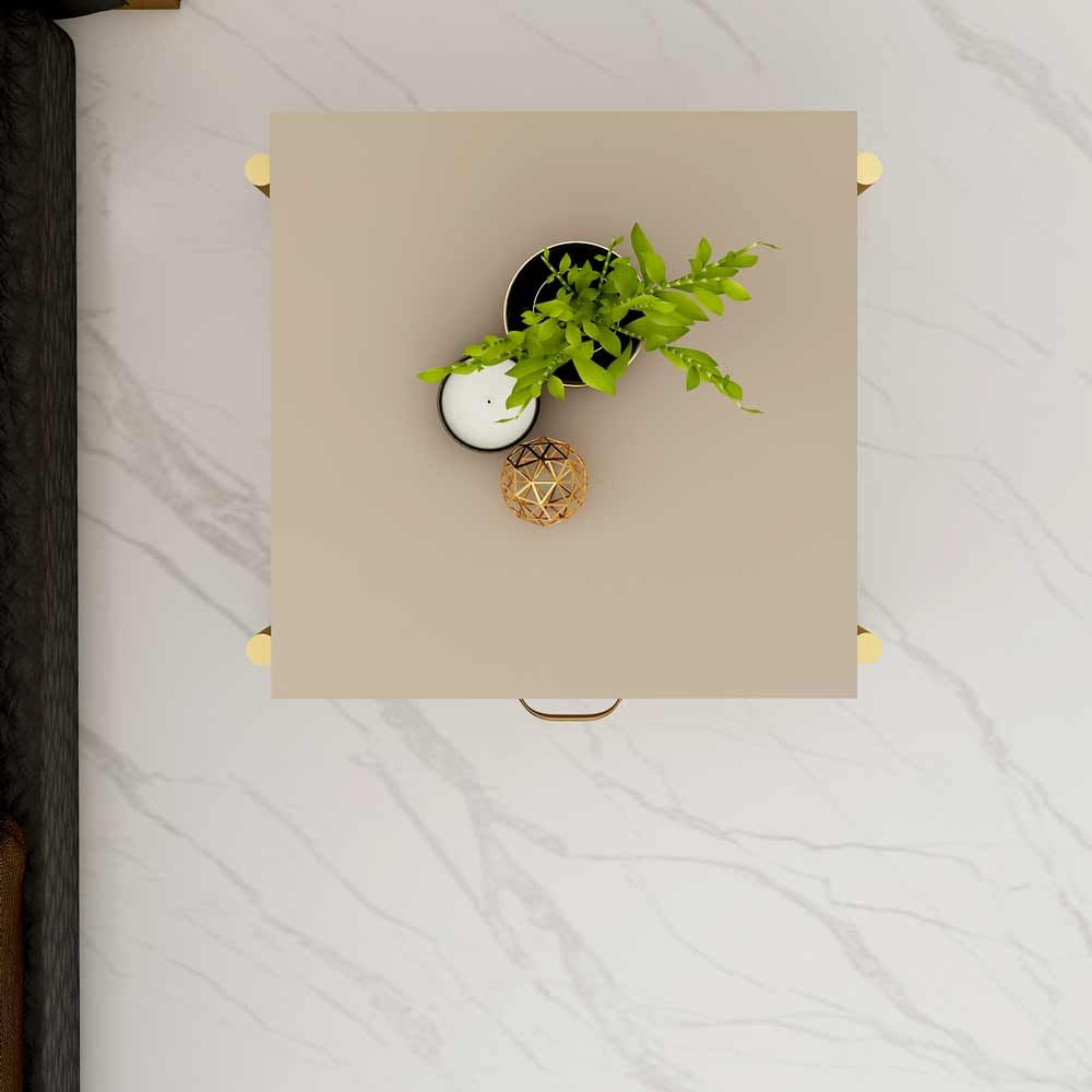 Cripto Side Table in SS Frame - Luxe Maple