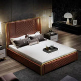 Matrix Luxury Upholstered Bed In Leatherette - Luxe Maple