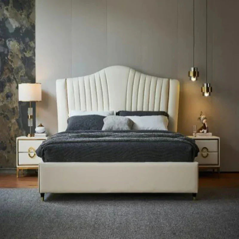 Crave Luxury Upholstered Bed in Leatherette - Luxe Maple
