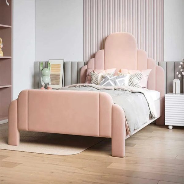 Robocop Upholstered Bed Without Storage in Suede - Luxe Maple