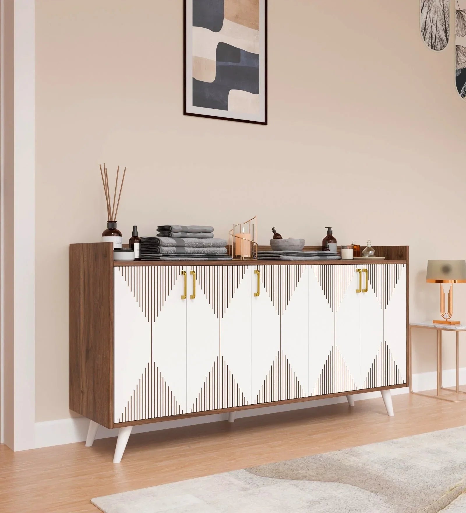 Keko Luxury Chest of Drawer in Laminate | Modern Storage Unit - Luxe Maple