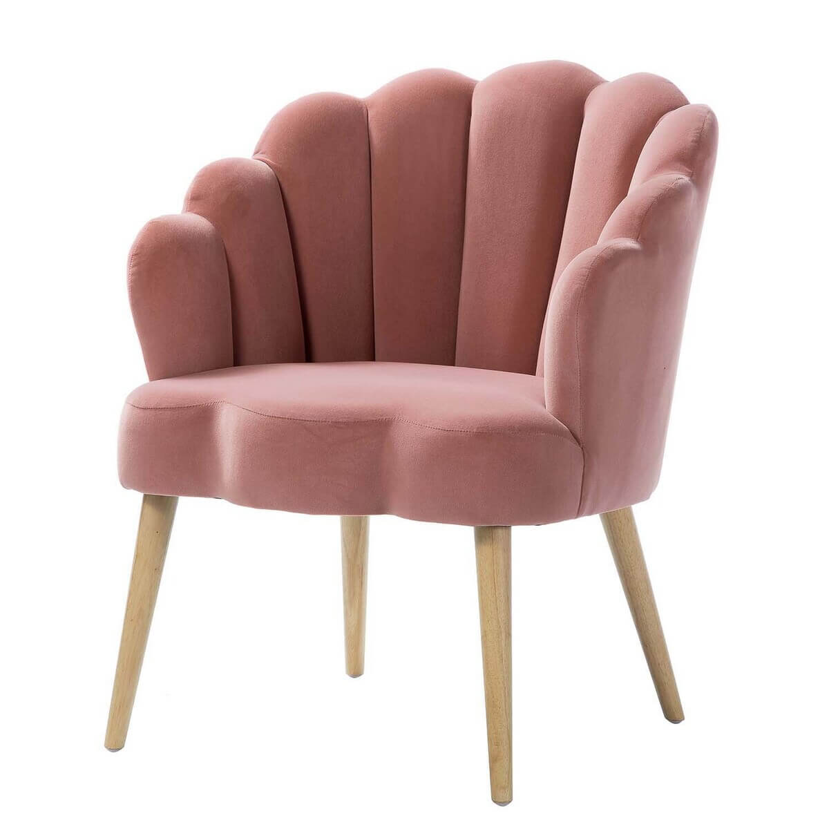 Lotus Upholstered Arm Chair In Velvet - Luxe Maple