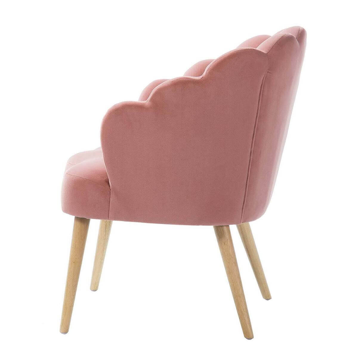 Lotus Upholstered Arm Chair In Velvet - Luxe Maple