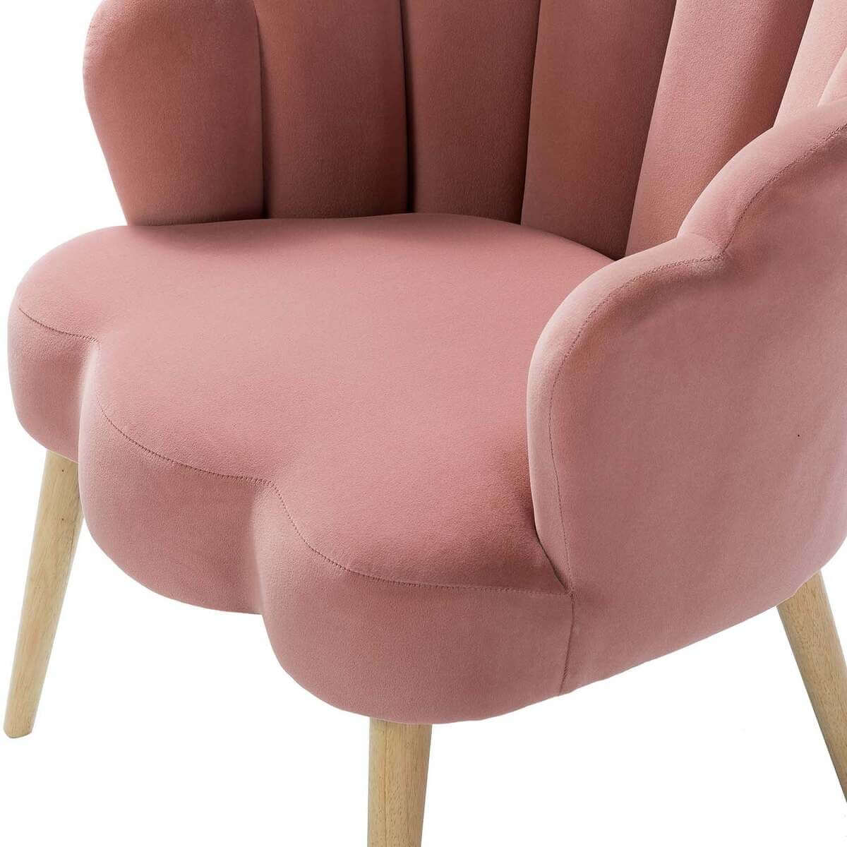 Lotus Upholstered Arm Chair In Velvet - Luxe Maple