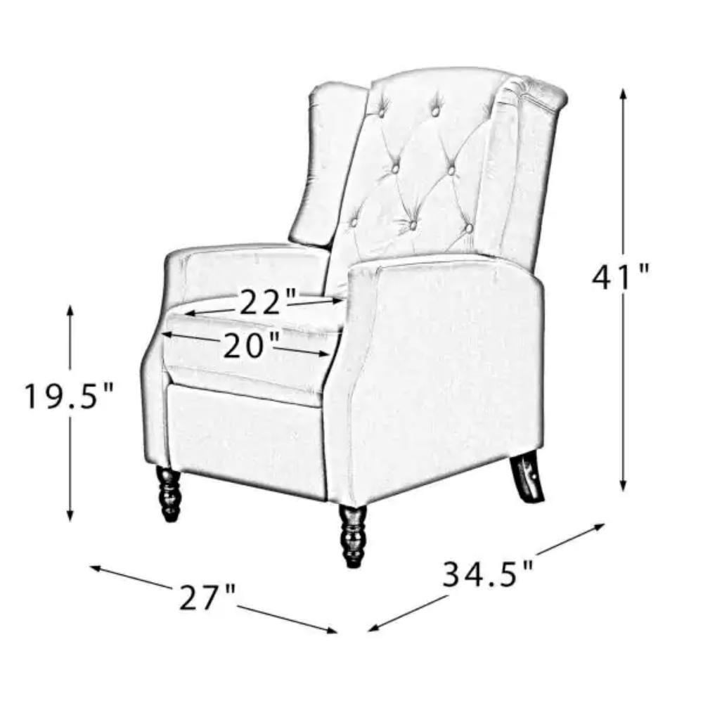 Cayo Chesterfield Wing Chair in Green Color - Luxe Maple