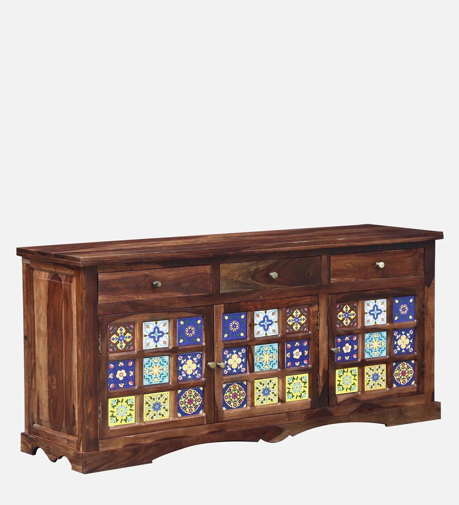 Nextra Sheesham Wood Sideboard Cabinet | Solid Wood Storage - Luxe Maple