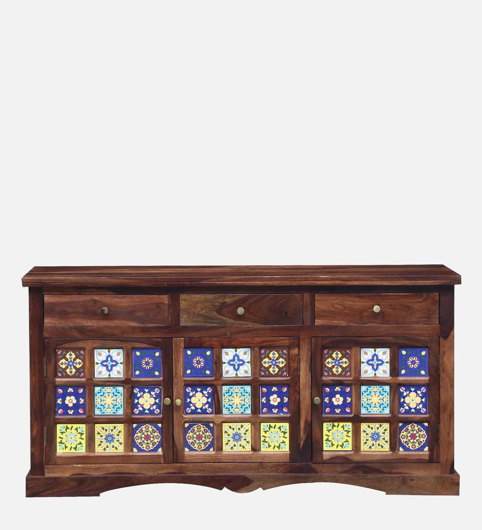 Nextra Sheesham Wood Sideboard Cabinet | Solid Wood Storage - Luxe Maple