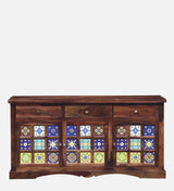 Nextra Sheesham Wood Sideboard Cabinet | Solid Wood Storage - Luxe Maple