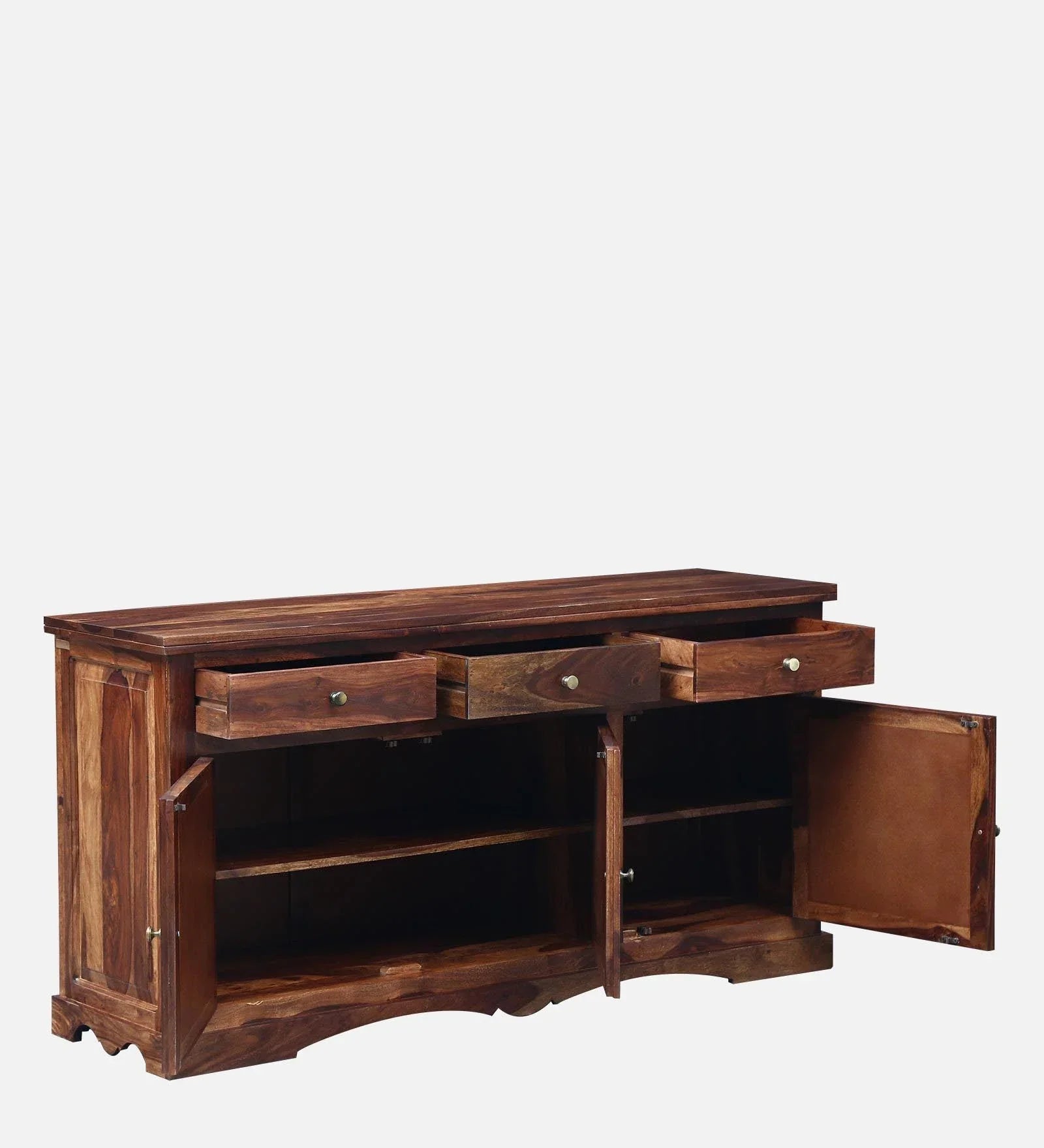 Nextra Sheesham Wood Sideboard Cabinet | Solid Wood Storage - Luxe Maple