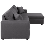 Glossy L-Shaped Sectional Storage Sofa Cum Bed - Luxe Maple