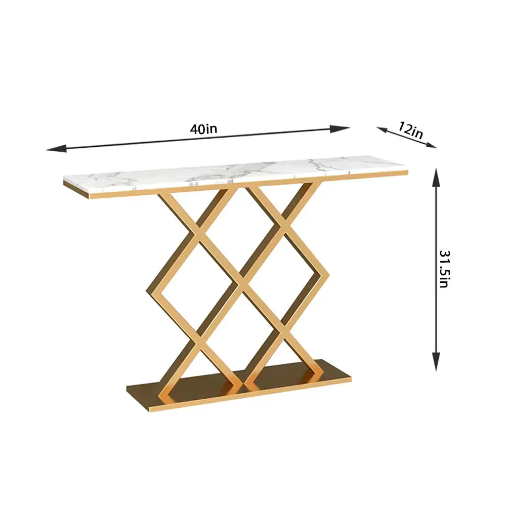 Lucfier Golden Console Table - Stainless Steel - Luxe Maple
