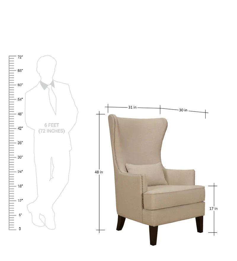 Volvo High Back Wing Chair In Silver Color - Luxe Maple