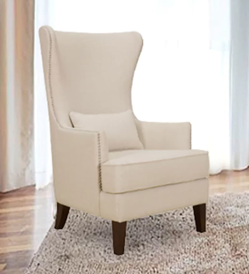 Volvo High Back Wing Chair In Silver Color - Luxe Maple