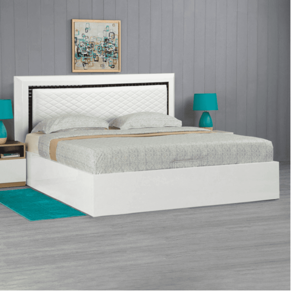 Helen PU Polish Bed in White Color - Luxe Maple