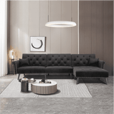Tufted back Suede Chesterfield Sectional Sofa - Luxe Maple