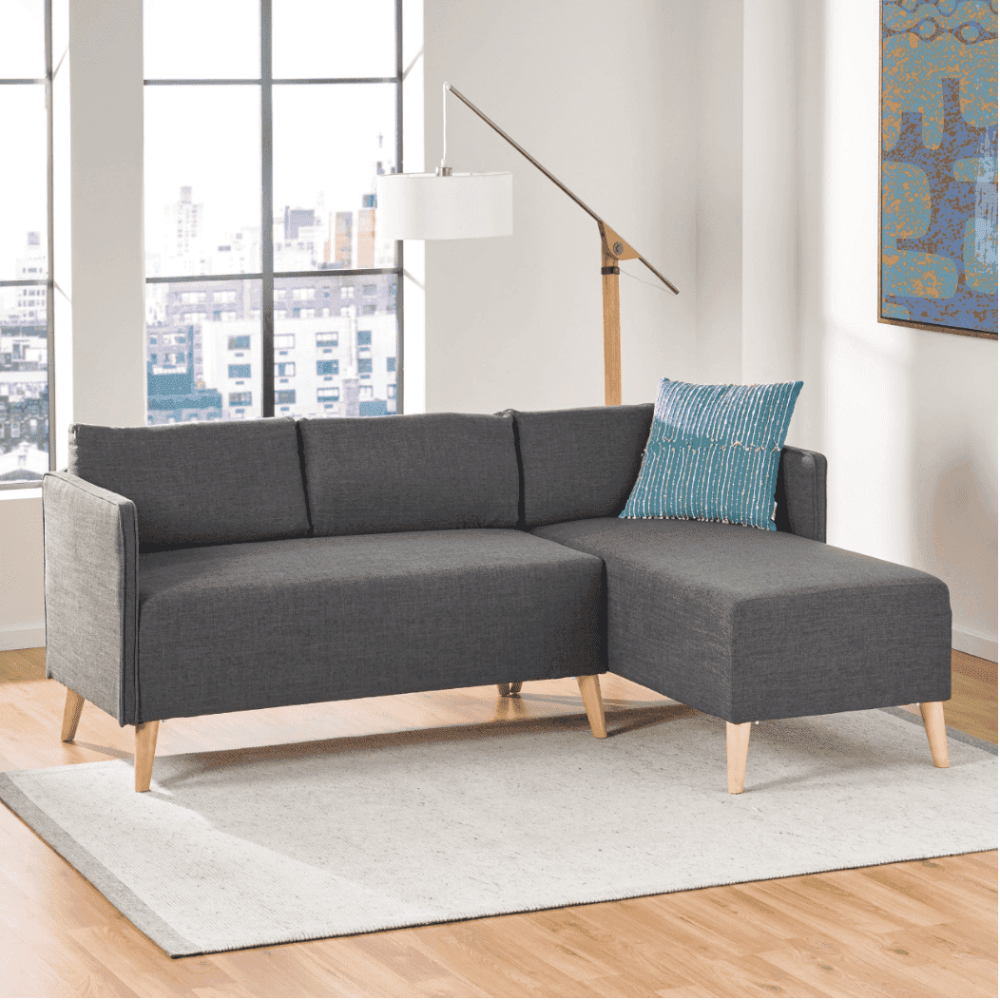 Augusto Mid-century Modern Fabric Chaise Sectional - Luxe Maple