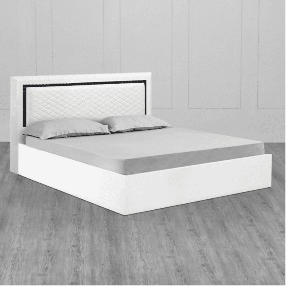 Helen PU Polish Bed in White Color - Luxe Maple