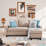 Futz Linen Upholstered L-shaped Sectional Sofa - Luxe Maple