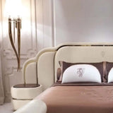 Vivo Premium Upholstered Bed With Side Tables in Suede - Luxe Maple