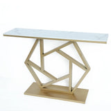 Pixel Golden Console Table - Stainless Steel - Luxe Maple