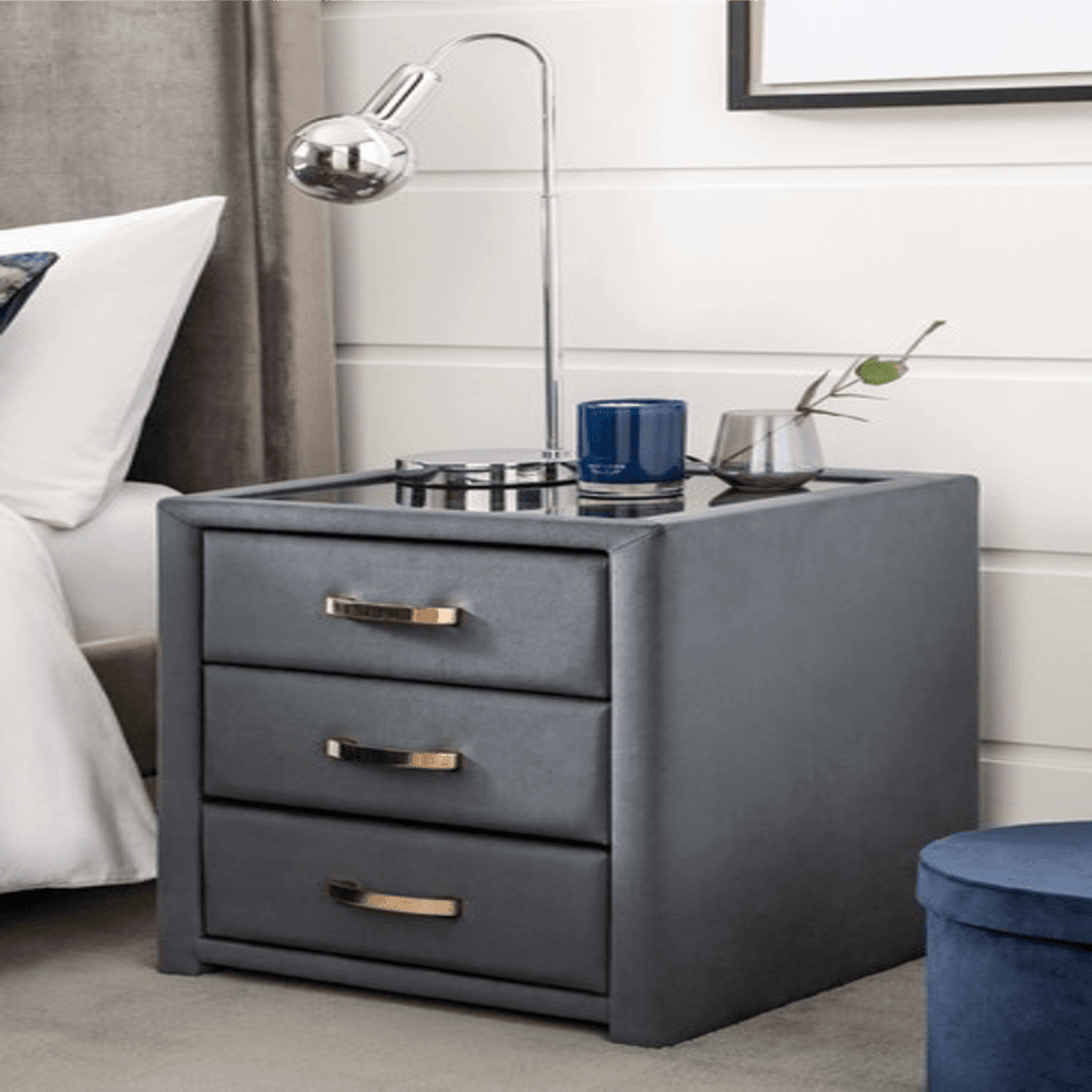 Frankie Upholstered 3 Drawer Bedside