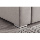 Nollon Linen Fabric Sectional Sofa with Pillows and Storage Ottoman - Luxe Maple