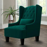 Cayo Chesterfield Wing Chair in Green Color - Luxe Maple