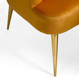 Opening Shell Designer Orange Velvet Lounge Chair - Luxe Maple
