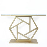 Pixel Golden Console Table - Stainless Steel - Luxe Maple