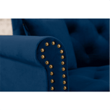 Tufted back Suede Chesterfield Sectional Sofa - Luxe Maple