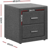 Atris Fabric Bedside Table with 2 Drawers