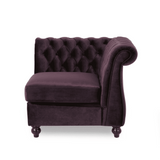 Amberside Suede Tufted Chesterfield Sectional Sofa - Luxe Maple