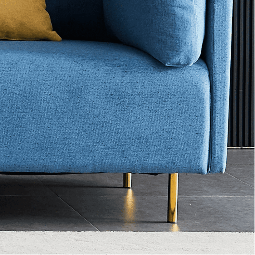 Ronaldo Sectional Sofa Set in Blue Color With Ottoman - Luxe Maple