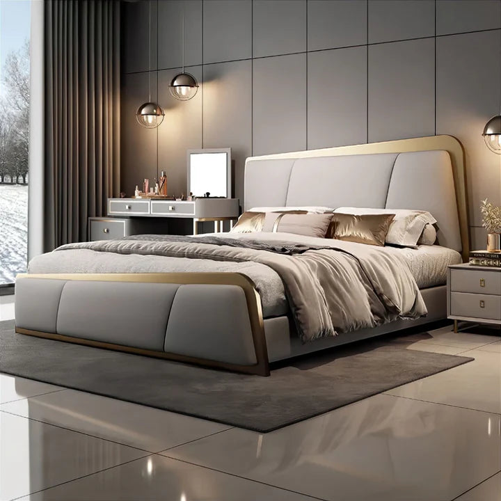 Aston Premium Upholstered Bed in Suede | Modern Designer Bed - Luxe Maple