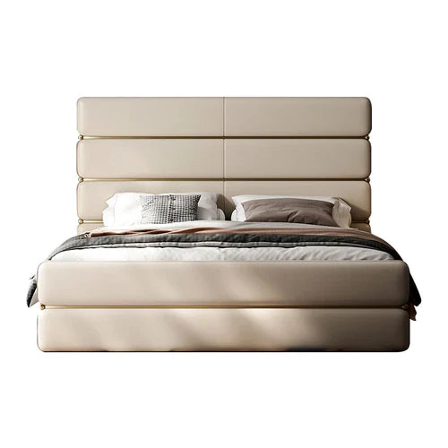 Becton Luxury Upholstered Bed in Leatherette | Premium Bed - Luxe Maple