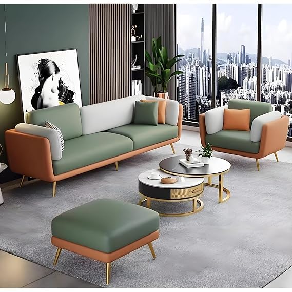 Bubbly Premium Sofa Set in Leatherette | Luxury Modern Living Room Sofa - Luxe Maple