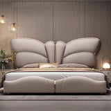 Butterfly Luxury Upholstered Bed in Leatherette | Premium Bed - Luxe Maple
