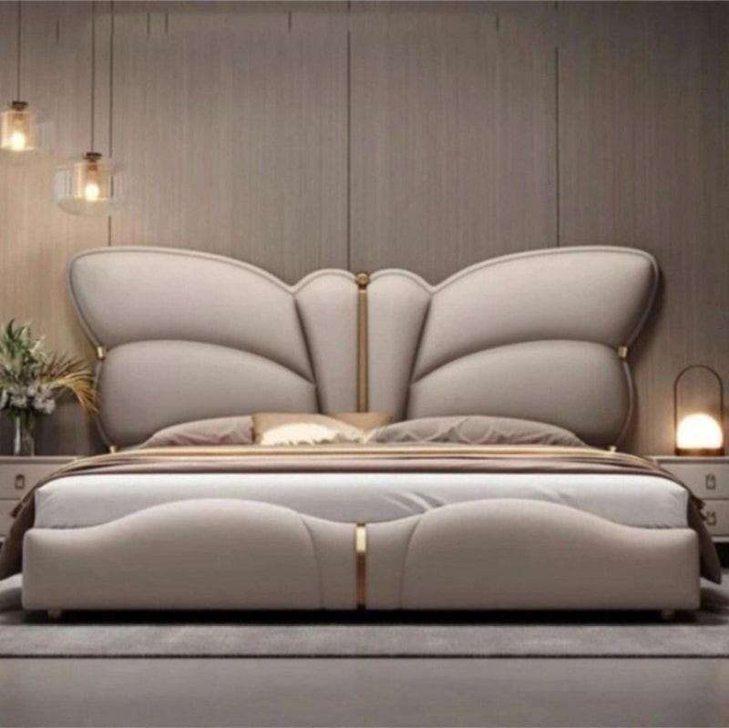 Butterfly Luxury Upholstered Bed in Leatherette | Premium Bed - Luxe Maple