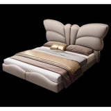 Butterfly Luxury Upholstered Bed in Leatherette | Premium Bed - Luxe Maple