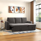 Casper Sectional Sofa Cum Bed In Grey Suede - Luxe Maple