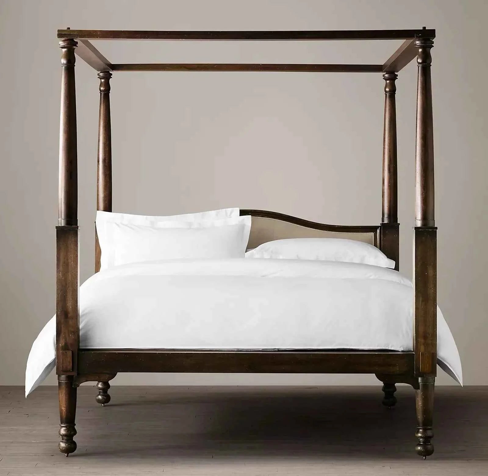 Mid Century Solid Wood Luxury Poster Bed in Dark Brown