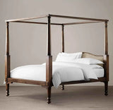 Mid Century Solid Wood Luxury Poster Bed in Dark Brown