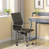 Charley Leatherette Study Chair In Black - Luxe Maple