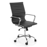 Charley Leatherette Study Chair In Black - Luxe Maple