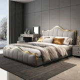 Curving Premium Upholstered Bed in Suede | Modern Designer Bed - Luxe Maple